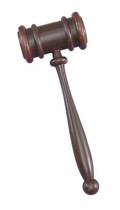 a wooden judge's hammer on a white background