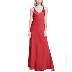 #13100 Foreign Size: Us 4 Hip: 24.25" Bust: 21.25" Clothing Size: S Waist: 21.5" Color: Red Fabric: 55% Rayon, 45% Viscose Length: 59.75" Do Check My Other Dresses And Bundle To Save Red Dahlia, Usa Dresses, Stretch Satin, Pullover Designs, Dress Cuts, Nordstrom Dresses, V Neck Dress, Dahlia, Scoop Neckline