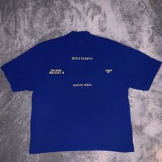 New With Tags. True To Size. Bought From The First Sunday Service Album Release. Blue T-shirt With Back Print For Streetwear, Blue Streetwear T-shirt With Back Print, Blue Streetwear Top With Back Print, Mens Yeezy, Jesus Is King, First Sunday, Sunday Service, Album Releases, Jesus Shirts