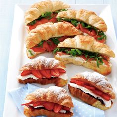 croissant sandwiches with tomatoes and cream cheese