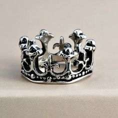 Men's Ring Size 13 Stainless Steel Silver Tone Crown Style Men Crown Ring, Silver Ring Mens, Gothic Rings Mens, Men Goth Jewelry, Mens Bracelets Silver, Goth Wedding Rings Men, Men Rings Aesthetic, Men’s Rings, Black Rings For Men