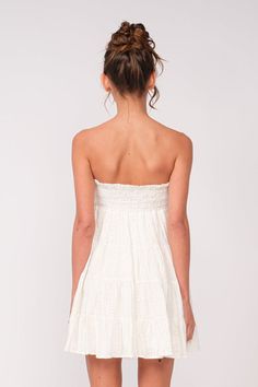 Find the Avery White Eyelet Strapless Mini Dress at BohoPink.com! White eyelet strapless mini dress with tiered skirt. Express shipping is available! Boho Pink, Cute Wedges, Semi Casual, Eyelet Fabric, Dress Zara, Grad Pics, Pink Boho, Dress Boho, White Eyelet