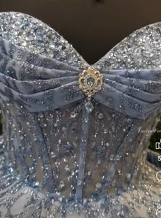 Blue Grey Quinceanera Dresses, Light Blue And Silver Quinceanera Ideas, Cinderella Quinceanera Themes Decoration, Blue Quinceanera Decorations, Silver Quince Dresses, Silver Quince, Cinderella Quinceanera Dress, Quinceanera Winter Wonderland, Blue Quince Dress