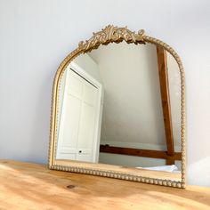 Antique Gold Arch Shaped Mirror Cape Cod Bedroom, Gold Arch Mirror, Nursery Mirror, Vintage Gold Mirror, Antique Gold Mirror, Antique Room, Parisian Bedroom, Gold Nursery, Copper Decor