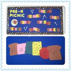 two bulletin boards with the words happy and pre - k picnic