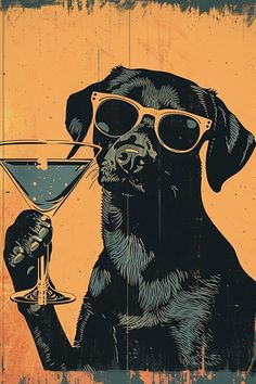 Bring a splash of retro charm and fun to your space with this playful and stylish art print. Featuring a cool dog sporting sunglasses and holding a martini, this piece exudes a relaxed and hip vibe. The bold colors and vintage-inspired design make it a perfect addition to any modern or eclectic decor. Product Ideas: Wall Art Print: Available in various sizes to fit any space, from small nooks to large feature walls. Canvas Print: Enhance the vintage look with a canvas print, adding texture and depth to the artwork. Posters: Perfect for adding a touch of whimsy to living rooms, bars, or home offices. Framed Art: Available in a range of frame options to complement any interior style. Tote Bags: Carry a bit of fun wherever you go with this unique and stylish tote bag. Throw Pillows: Add a pla Vintage Dog Art, Dog Pod, Sunglasses Art, Bible Quote Wall Art, Dog Posters, Retro Artwork, Retro Dog, Cool Dog, Feature Walls