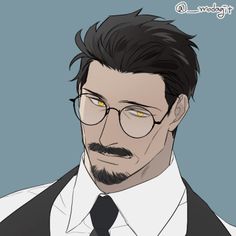 a drawing of a man with glasses and a tie