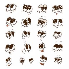 an image of cartoon faces drawn in various poses and expressions, with different facial expressions