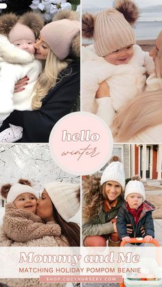 Simple Matchy Mom and baby beanie outfit idea this Christmas? Celebrate the holiday season in style with our Mommy and Me Matching Holiday Pompom Beanie. These matching beanies are not just warm and comfortable. Perfect for holiday photos and family gatherings for matching outfits. Perfect for family matching outfit this Christmas Holiday! #MomAndDaughterBeanies #MatchingHolidayStyle #MommyAndMe #Beanie #Knitted Beanie Knitted, Beanie Outfit, Pompom Beanie, Daughter Mother, Winter Beanie, Matching Family Outfits, Holiday Photos, Family Gatherings