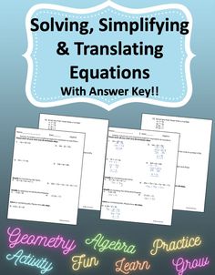 two sheets of text with the words solver, simplifying and translations