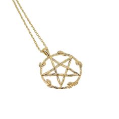 Floral Pentagram Pendant Necklace in 14k Solid Gold Sterling - Etsy Gold Pentagram Necklace, Gold Engraved Star Of David Necklace, Symbolic Yellow Gold Star Of David Jewelry, Symbolic Gold Star Necklace, 14k Gold Star Of David Necklace Engraved, Symbolic Star-shaped Engraved Necklaces, Medival Outfits Women, Pentagram Necklace, Pentagram Pendant