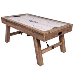 an ice hockey table with two boards attached to the legs and one board on top