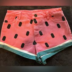 Size Xs Lazy Oaf Watermelon Shorts. Never Worn. Fun Summer Vacation Bottoms, Fun Vacation Summer Bottoms, Playful Bottoms For Summer Vacation, Playful Summer Vacation Bottoms, Pink Bottoms With Built-in Shorts For Vacation, Cute Cotton Bottoms For Summer, Fun Vacation Shorts, Fun Green Summer Shorts, Cute Cotton Summer Shorts