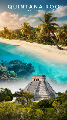 the poster for quintana roo, which features an island and palm trees