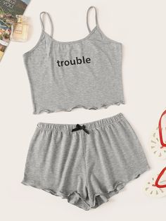 Cute Pajama Sets, Cute Lazy Outfits, Lazy Outfits, Cute Pajamas, Crop Top And Shorts, Tween Outfits