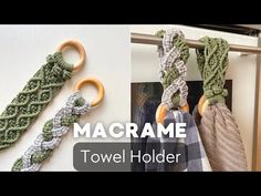 macrame towel holders made with yarn and wood rings are featured in this video