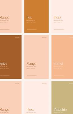 six color palettes with different font and numbers