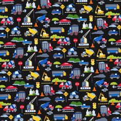 a black background with cars, trucks and traffic lights on it's sides is shown