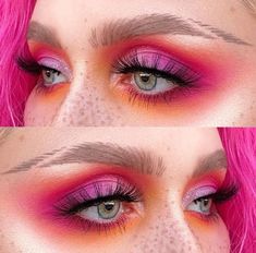 Colors Photoshoot, Sunset Makeup, Sugarpill Cosmetics, Bold Makeup Looks, Bright Makeup, Retro Makeup, Pride Makeup