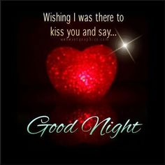 a red heart with the words good night written on it and sparkles in the background