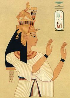 an ancient egyptian painting depicting the queen nefer