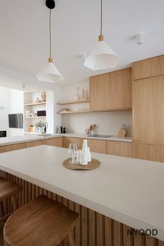 the kitchen is clean and ready for us to use it's counter tops are white