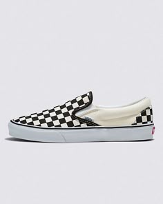 Vans | Classic Checkerboard Slip-On Black/White Shoe Vans Slip On Outfit Checkerboard Women, Platform Checkered Vans, Black And White Slip On Vans, Checked Vans, Checkered Vans Outfit, Vans Slip Ons, Vans Shoes Checkered, Customised Vans, Vans Checkerboard Slip On