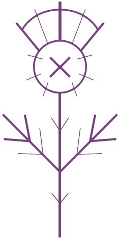 a clock on top of a tree with needles in the shape of an x and y