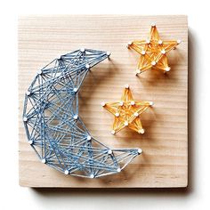 Small String Art Kit - Moon & Stars Knot Really Art 3d String Art, Boy Activities, Stars Designs, Diy String Art, String Art Templates, Nail String, Art Teacher Gifts, Nail String Art