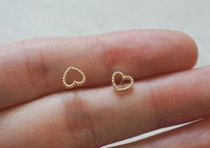 Mothers Day SALE - 10K Gold tiny hollow heart stud earrings, solid Gold, 10k real Gold - TG062 Small Earrings Gold, Mini Balloons, Mini Earrings, Hollow Heart, Gold Jewelry Earrings, Gold Jewelry Simple, Gold Jewelry Necklace, Fancy Jewellery, Small Earrings Studs