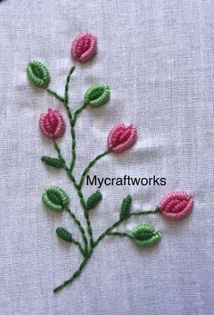 a close up of a piece of cloth with flowers on it and the words mycraftworkss