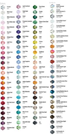 CRYSTAL colors and names. #Beading #Jewelry #Tutorials                                                                                                                                                      More Crystal Colors, Ayurvedic Products, Indian Products, Beading Jewelry, Online Seller, Jewelry Techniques, Indian Clothing, Food Products, Jewelry Tools