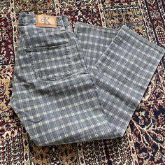 "Title: Calvin Klein Plaid Jeans  Size: 32 x 29 Made in: USA Material: Cotton Measurements pending: Waist: 32\" Inseam: 29\" Rise: 11\" Notes: Very clean condition. Little wear" Toronto Blue Jays Baseball, Plaid Jeans, Blue Jays Baseball, Vintage Calvin Klein, Planet Hollywood, Jean Vintage, Vintage Wear, Made In Usa, Calvin Klein