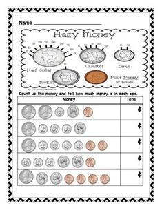 a printable worksheet for counting money