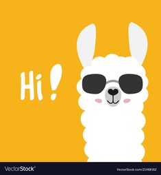 a llama wearing sunglasses with the words hi