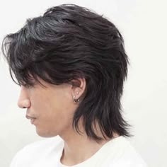 Asian Man Wolf Cut, Medium Hair Men Straight, Masculine Medium Haircut, Male Wolfcut Hairstyle, Men's Wolf Cut, Layered Wolf Cut Men, Wolfcut Men Straight Hair, Wolf Cut Asian Men, Wolf Cut Undercut