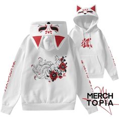 This cute, one of a kind Japanese Kitsune hoodie, with beautiful high-quality printing, will quickly become your favorite hooded sweatshirt. Perfect gift for friends and family members, especially for those who are passionate and interested in Japanese culture or are from Japan. : : : : : : : : : : : : : : : : : : : : : : : : : : : : : : : : : : : : : : : : : : : :  This product will take 5-7 business days to manufacture and will be shipped immediately after production. : : : : : : : : : : : : : Fox Hoodie With Ears, Japanese Kitsune, Fox Hoodie, Kitsune Fox, Fox Mask, Nine Tailed Fox, Fashion Top Outfits, Future Clothes, Japanese Characters