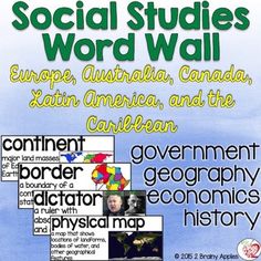 the social studies word wall is shown