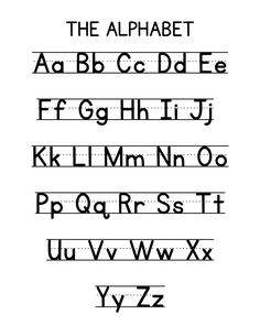 the alphabet is shown in black and white, with letters on each side of it