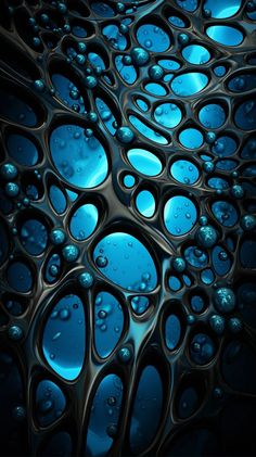 blue water bubbles are seen in this abstract photograph, which looks like they have been made from