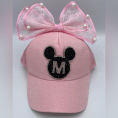 Pearl And Lace Snap Back Children’s Hat Children Big Bow Cartoon Baseball , Pearl Snapback Sun Protection ,Stylish Caps Mesh Mouse Ears Kids Baby Trucker Sun Hat Fits Sizes 3t-12 Years Old Adjustable Black Minnie Mouse Hat, Adjustable Minnie Mouse Cap, Black Adjustable Minnie Mouse Hat, Trendy Pink Hat For Birthday, Playful Pink Mini Hat For Summer, Trendy Pink Brimmed Mini Hats, Cute Pink Mini Hats For Summer, Pink Cap Mini Hat For Beach, Playful Pink Mini Hats For The Beach