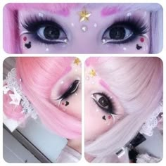 Anime Makeup Kawaii, Colored Eyebrows, Beautiful Alien, Pastel Makeup, Anime Makeup, Alt Makeup, Cool Makeup Looks