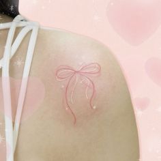 #bow #tattoo #inkideas #coquette White Bow Tattoo, Pink Fine Line Tattoo, Cheer Bow Tattoo, Hyper Feminine Tattoo, Bow Tattoo Behind Ear, Coquette Bow Tattoo, Matching Bow Tattoos, Cute Bow Tattoo