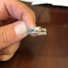 Authentic David Yurman X Crossover Ring With Diamonds. Perfect Condition, Only Worn Once. Silver, Size 5.5. Purchased New For $375. Modern Silver Rings With Diamond Cut, Modern Twist Silver Rings With Diamond Cut, Crossover Ring, David Yurman Jewelry, 5 Rings, David Yurman, Womens Jewelry Rings, Crossover, Colored Diamonds