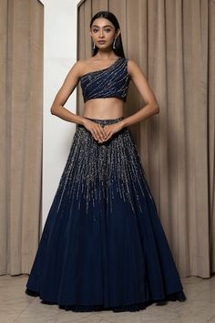 Buy Purple Blouse Tussar Embroidered Floral And Rida Skirt & Draped Set For Women by Charu and Vasundhara Online at Aza Fashions. Tops Outfit Ideas, Off Shoulder Lehenga, Cancan Lehenga, Black Anarkali, Lehenga And Blouse, Tops Outfit, Sangeet Outfit, Simple Lehenga, Trendy Outfits Indian