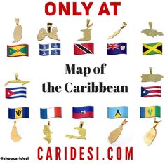 an image of the map of the caribbean with flags on it and gold medals