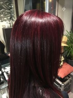 Dark Red Hair Dark Roots, Aesthetic Hair Dye Ideas For Brunettes, Dark Fuchsia Hair, Res Hair Color, Brown Hair With Burgundy Balayage, Dark Red Hair With Highlights, Dark Red Hair Aesthetic, Dark Wine Red Hair, Dark Maroon Hair