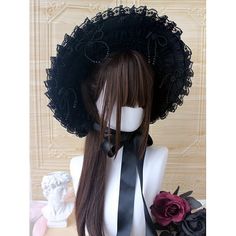 Hat Tea Party, Deer Girl, Flat Hat, Kei Visual, Gothic Hairstyles, Lace Heart, Girls Handmade, Small Rose, Gothic Lolita