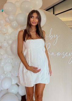 Leah’s baby shower embossed ivory dress. Hand made in Melbourne Australia from imported Italian Fabrics. Super cute comfy and perfect baby doll dress so any occasion 4-6 weeks for dispatch White Baby Shower Dress, Baby Safari Nursery, Maternity Dresses For Baby Shower, Baby Shower Dress, White Baby Showers, Ivory Dress, Baby Doll Dress, Baby Shower Dresses, Ivory Dresses