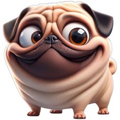 a close up of a pug with big eyes